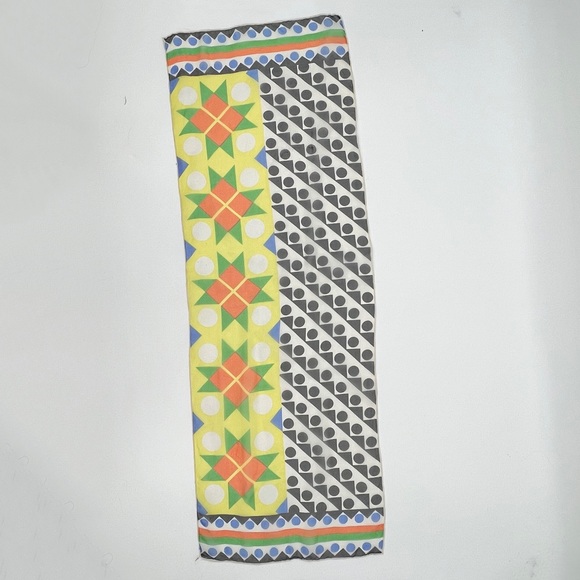 Vintage 1960s Mod Pop Art Chiffon Rectangular Head Scarf - Picture 3 of 4